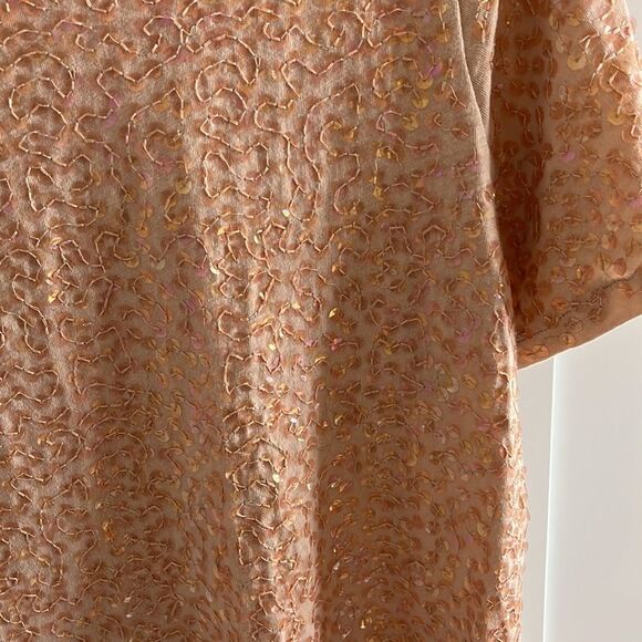 J. crew Sequined Tee shirt size medium pink/peach - Picture 8 of 12